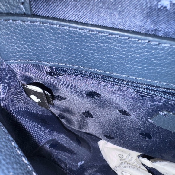 Kate Spade New York Luna Crossbody Bag Gingham Woven Straw Crescent Blue/ White - Picture 15 of 16